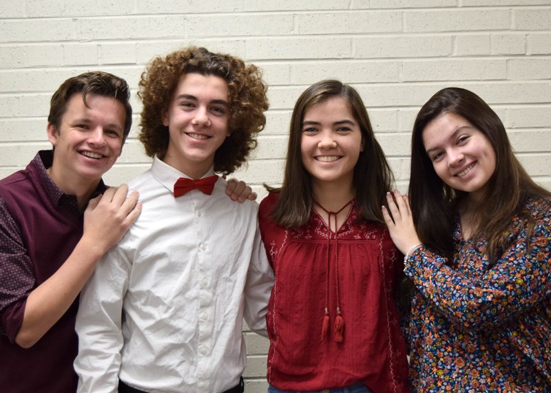  Four members of the cast from left:  Roy Dumblauskas, Matthew Callas, Megan Saunders and Alexis Lee.